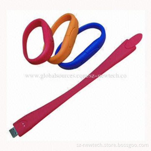 Bracelet USB Flash Disk with 1GB to 64GB Capacity, Plug-and-play, OEM or ODM orders are welcome